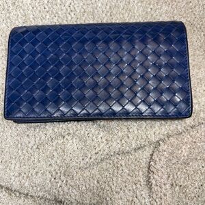 Bottega Veneta Intrecciato Blue Leather Continental Wallet w/ COA